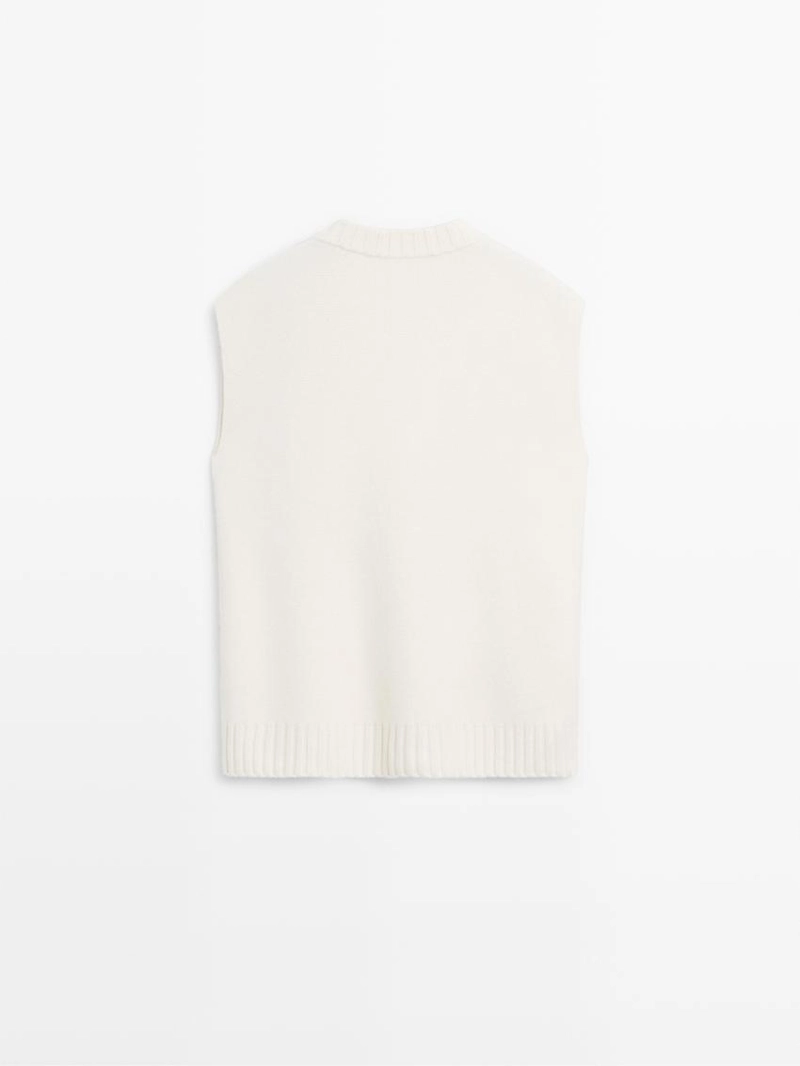 Длинный вязаный жилет из 100% шерсти