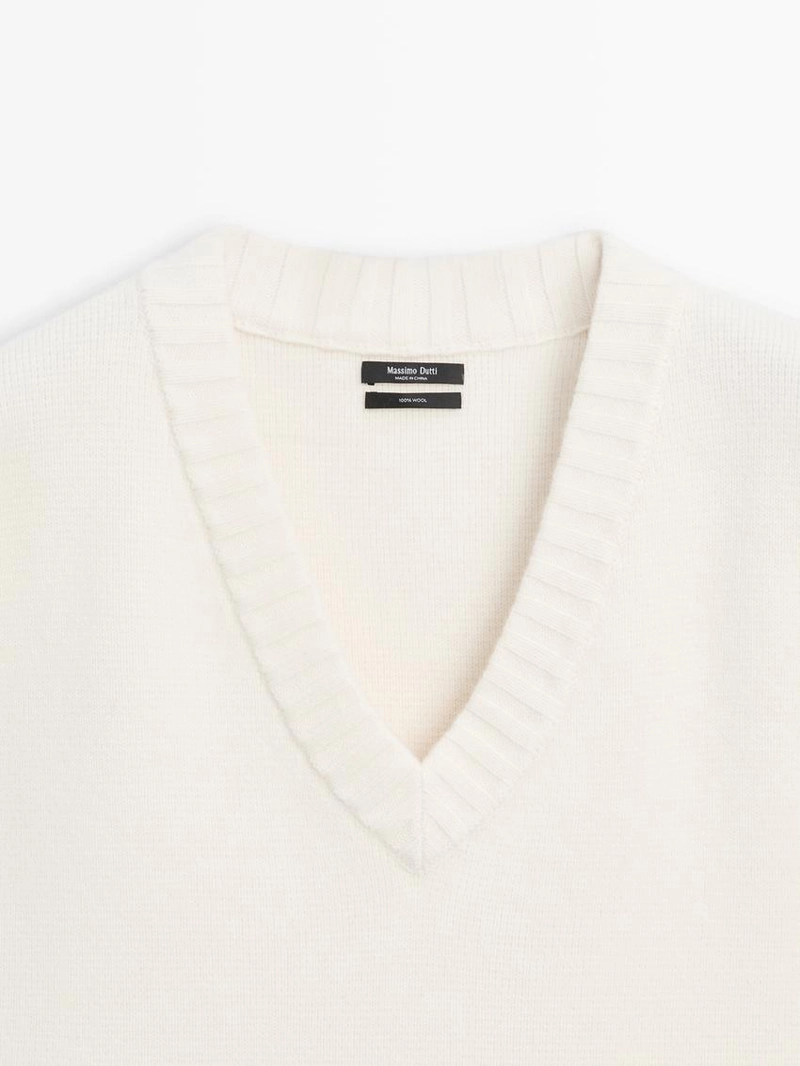 Длинный вязаный жилет из 100% шерсти