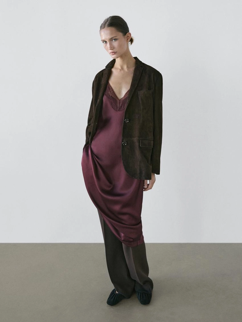 Платье миди с просвечивающим верхом