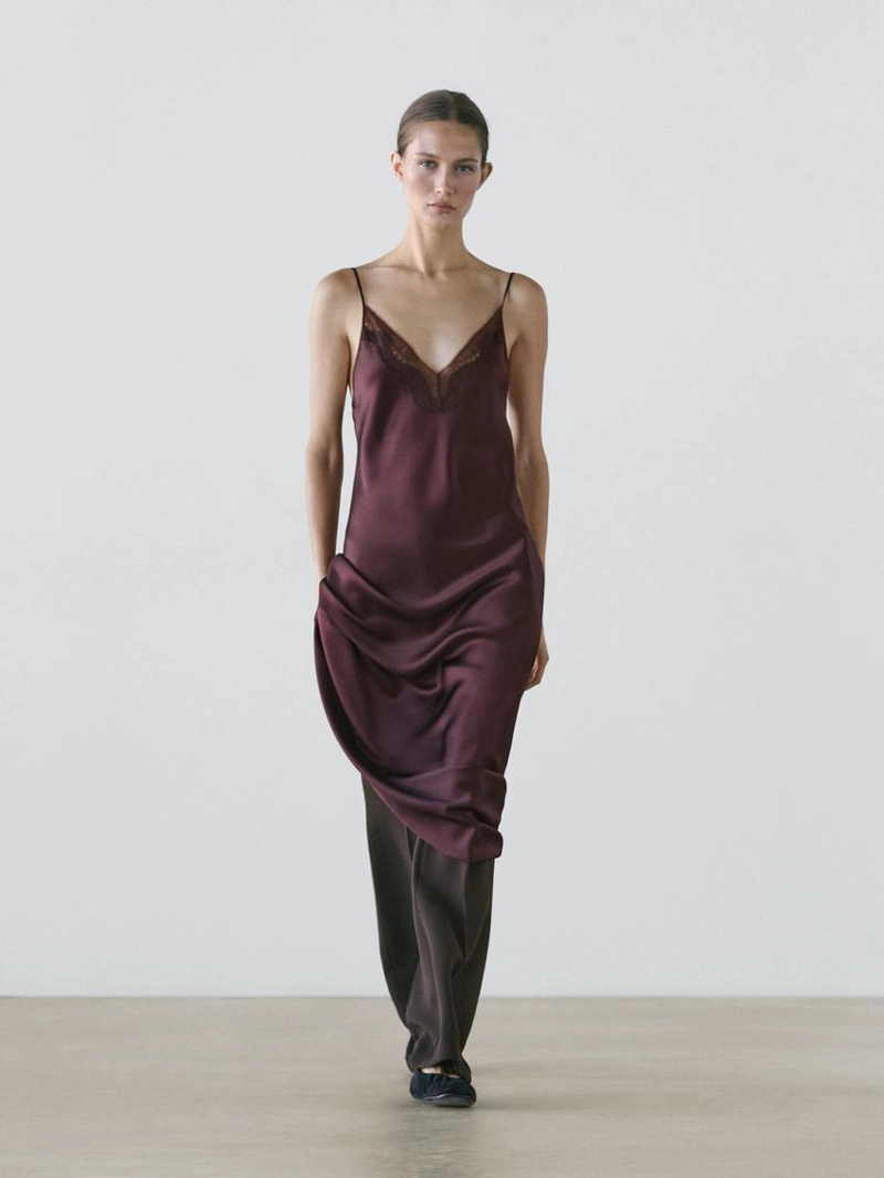 Платье миди с просвечивающим верхом