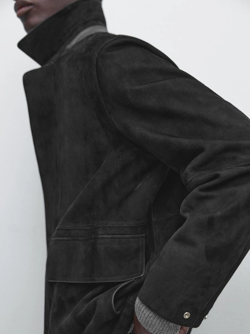 Куртка с карманами из замши