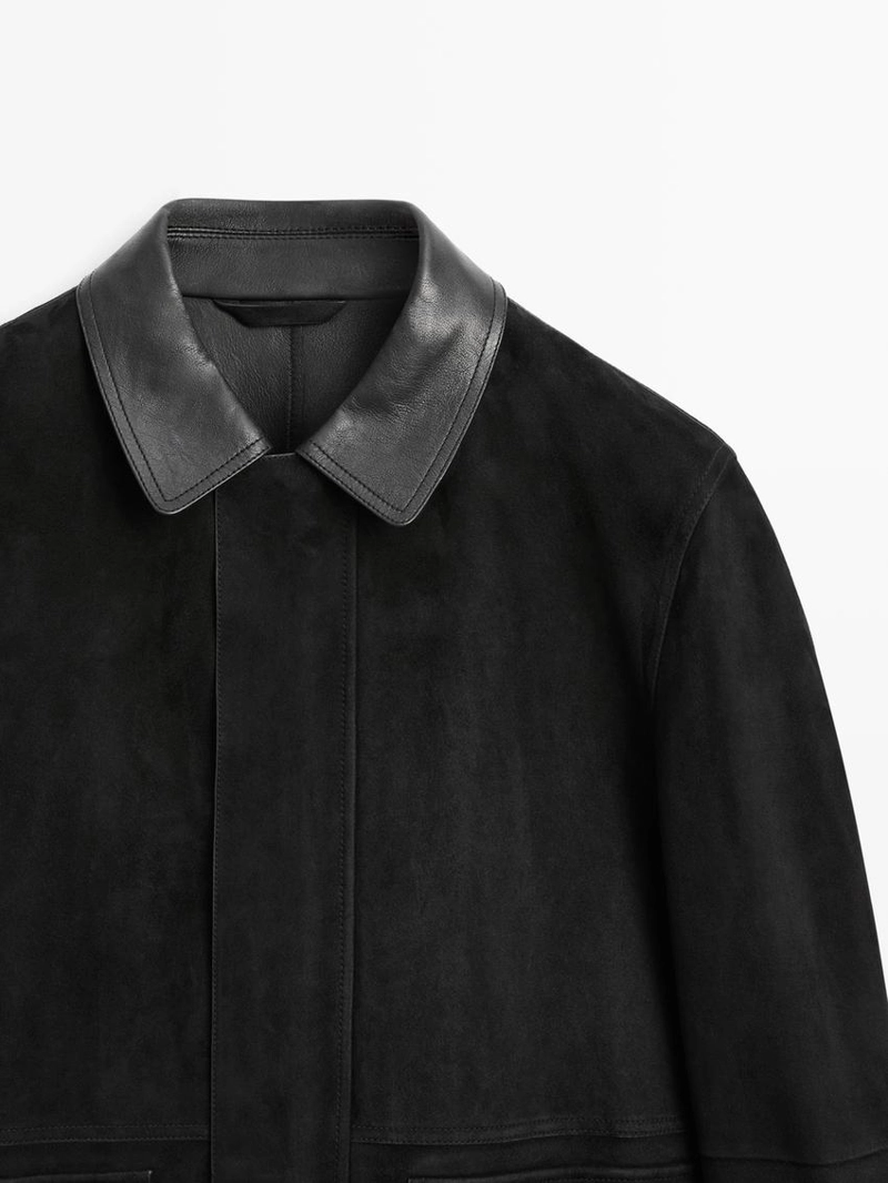 Куртка с карманами из замши