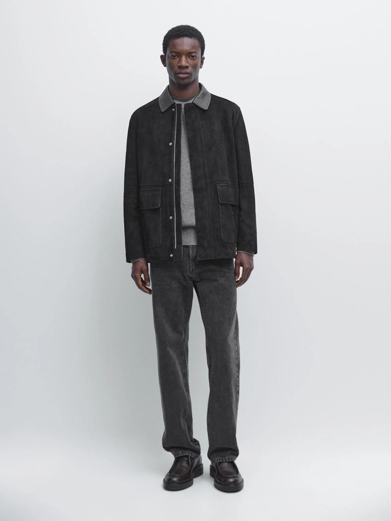 Куртка с карманами из замши