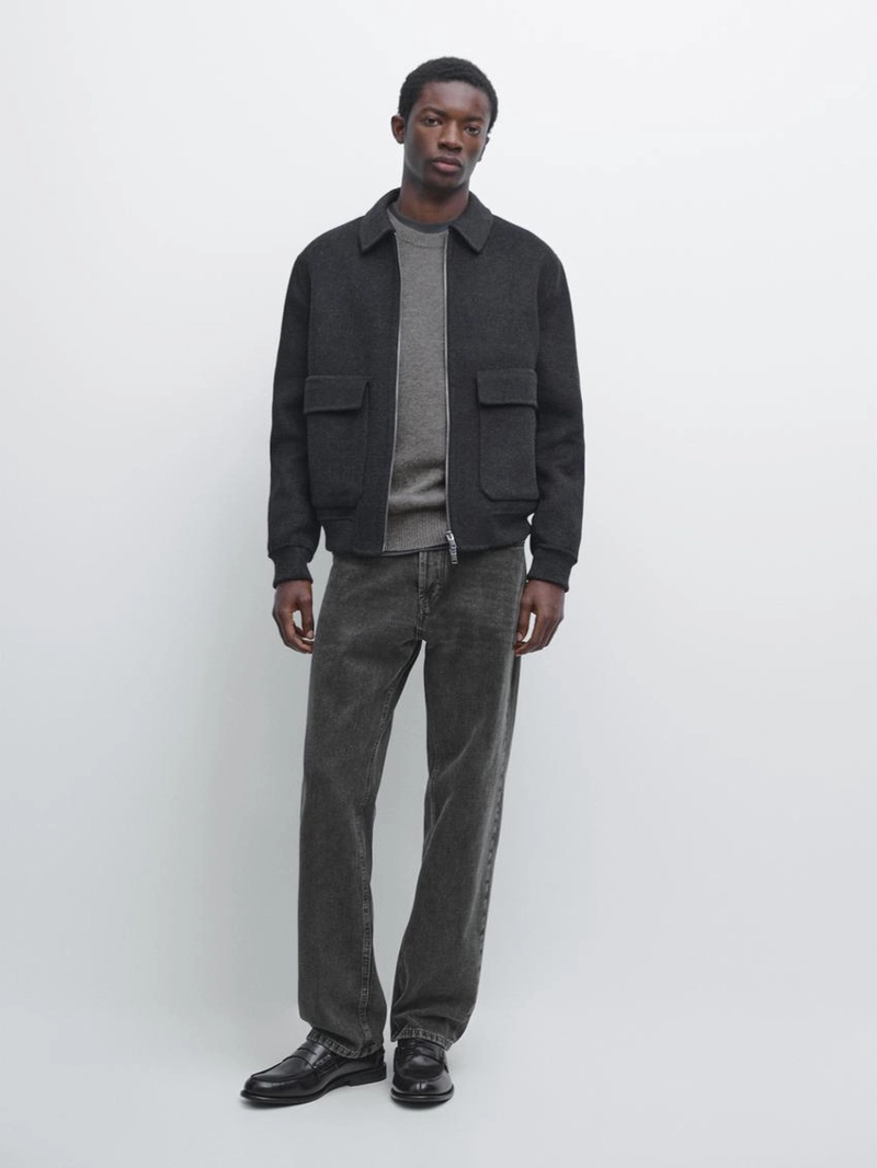 Куртка из шерстяной смеси с карманами