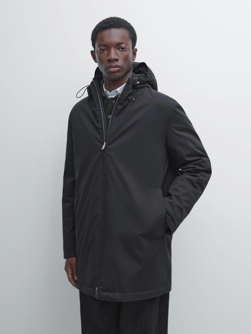 Парка с капюшоном из водоотталкивающего пухового наполнителя