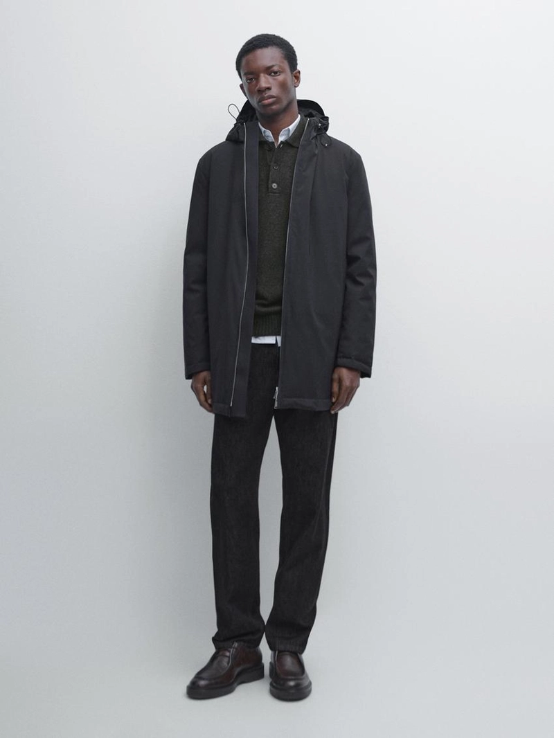 Парка с капюшоном из водоотталкивающего пухового наполнителя