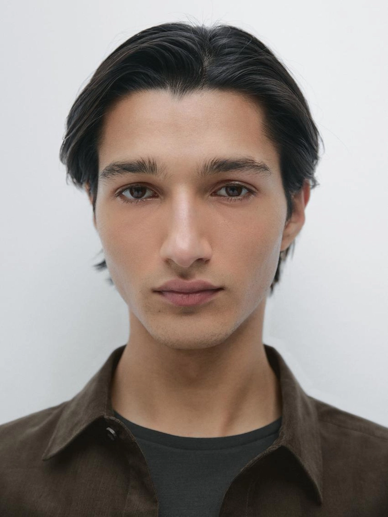 Рубашка из микро-вельвета свободного кроя с контрастными карманами