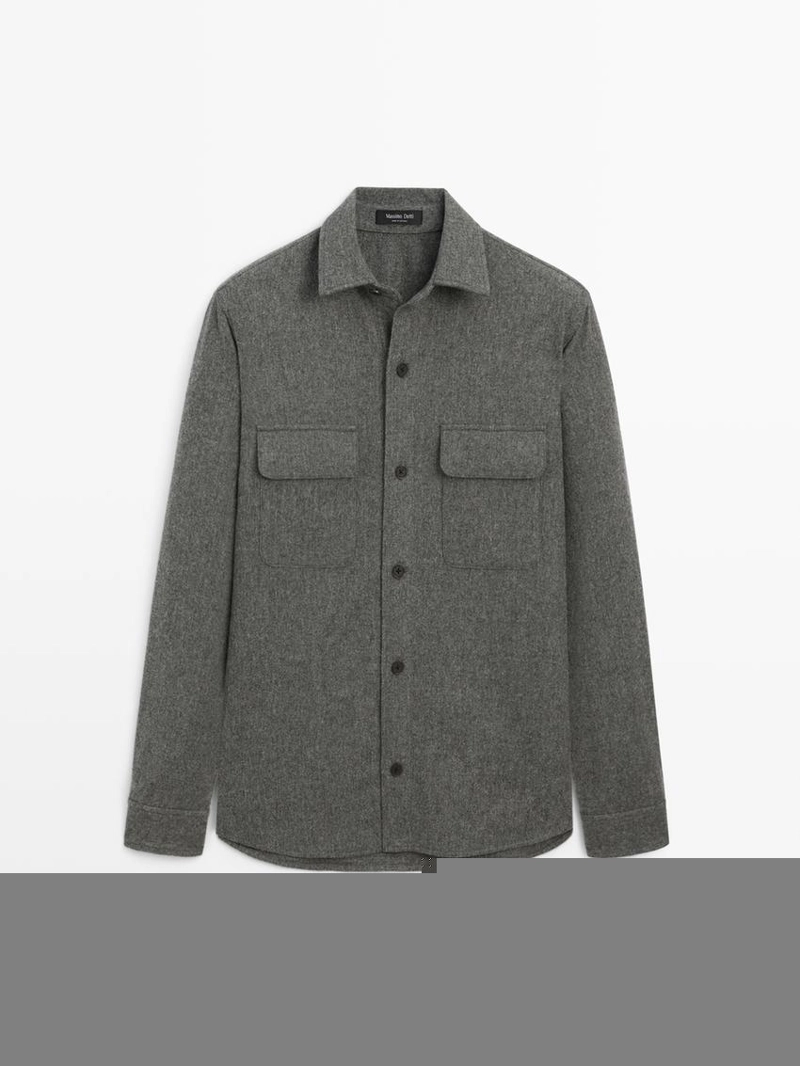 Рубашка-овершерт из шерстяной смеси с карманами