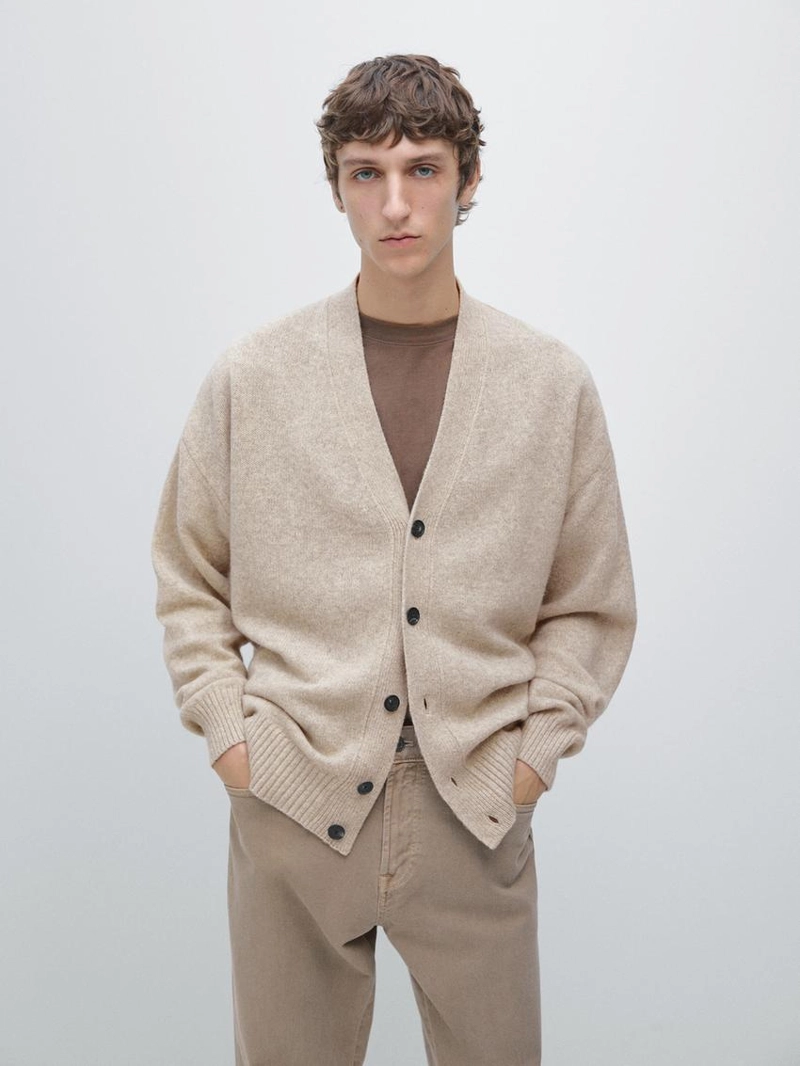 Кардиган из шерстяной смеси с v-образным вырезом