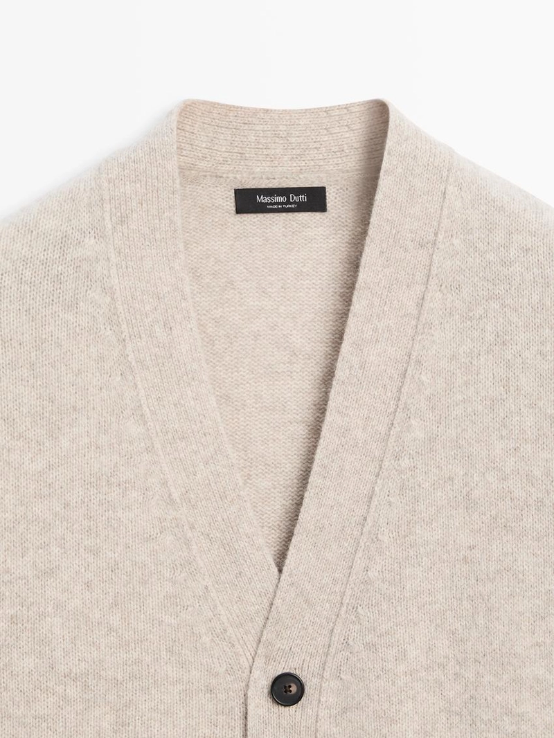 Кардиган из шерстяной смеси с v-образным вырезом