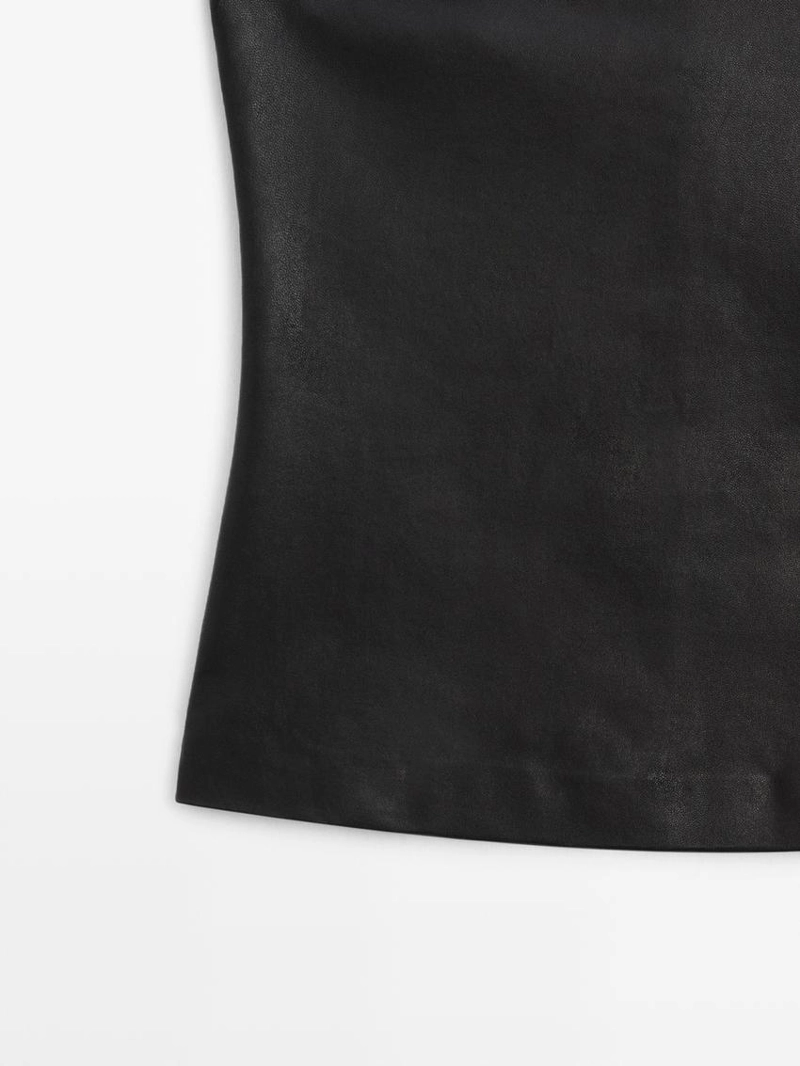 Топ без бретелей из овечьей кожи с отделкой нубук