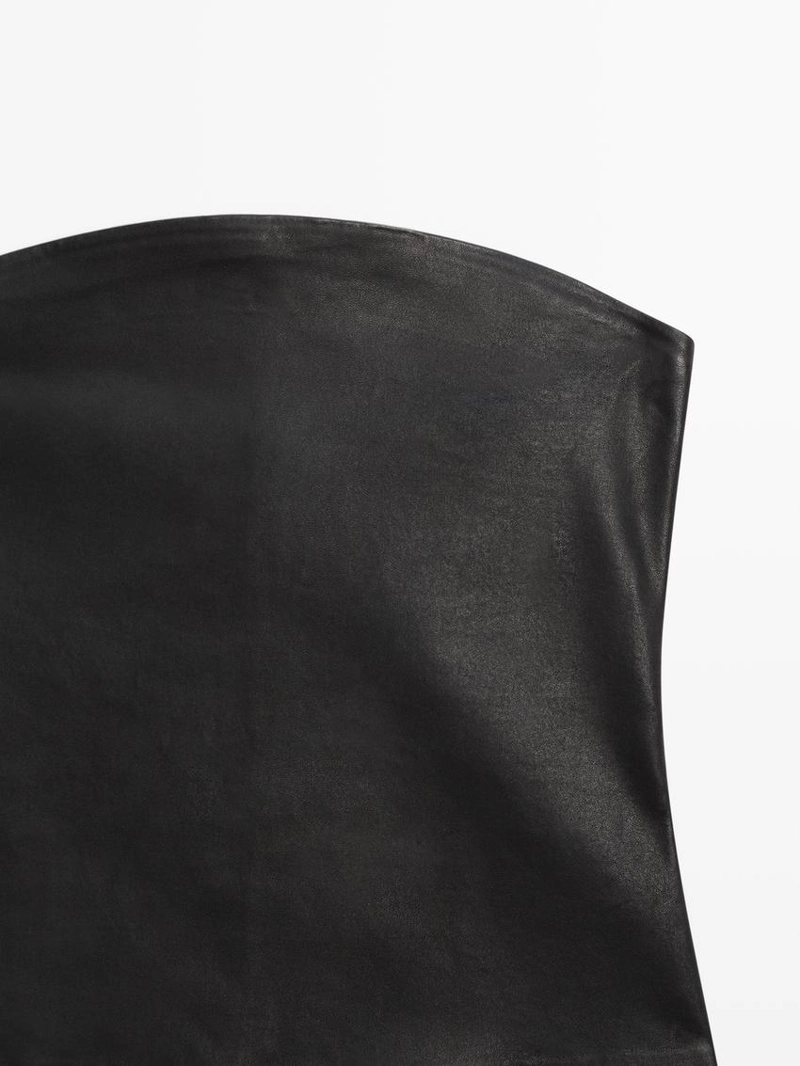 Топ без бретелей из овечьей кожи с отделкой нубук