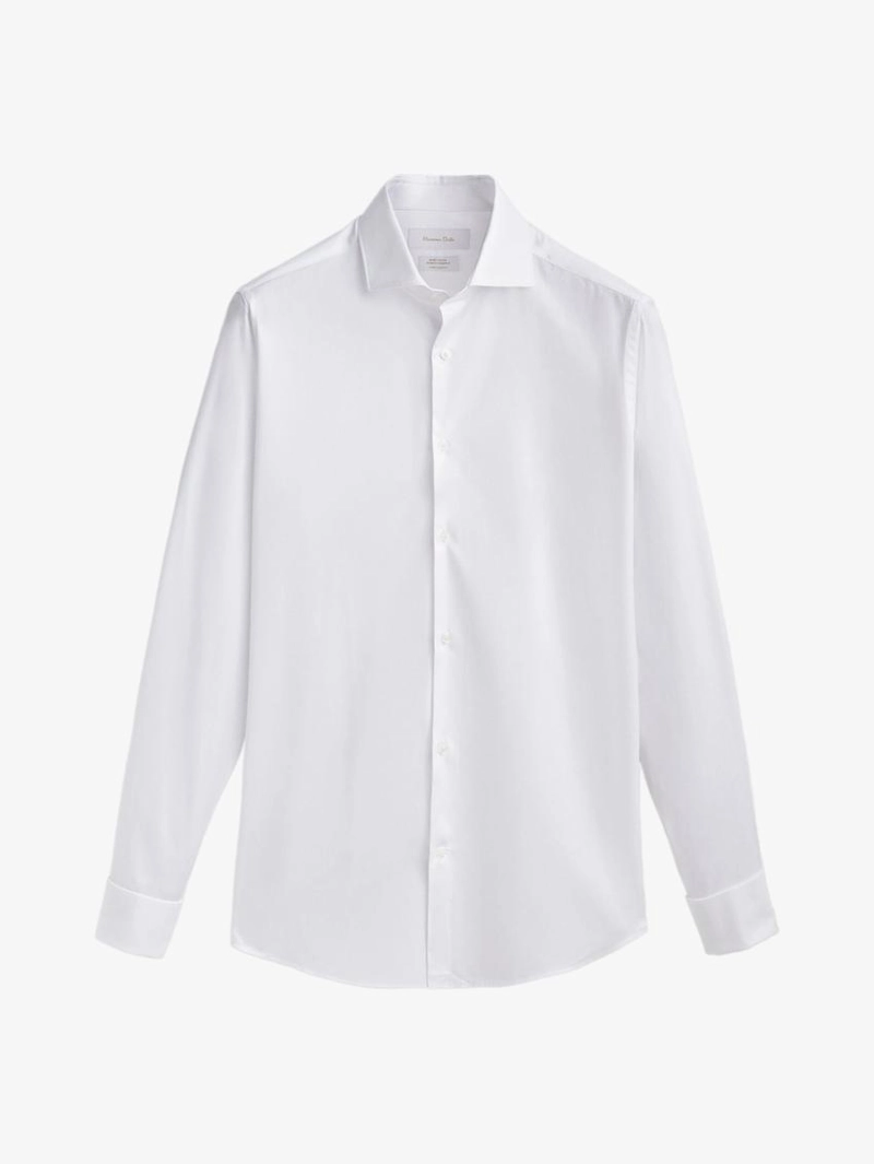 Рубашка slim-fit из твила с двойной манжетой