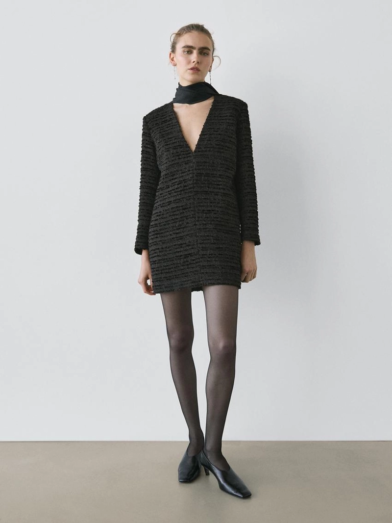 Платье с коротким v-образным вырезом и деталью бантом - studio