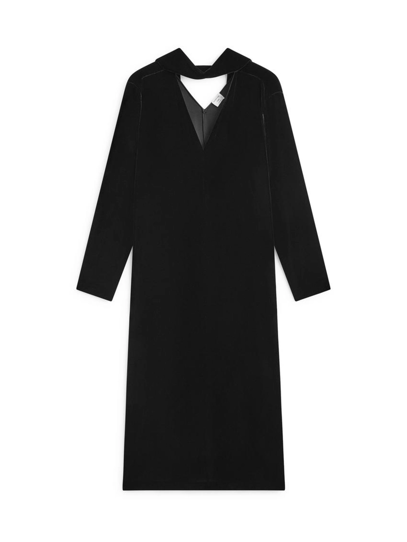 Длинное бархатное платье с завязкой на шее - studio