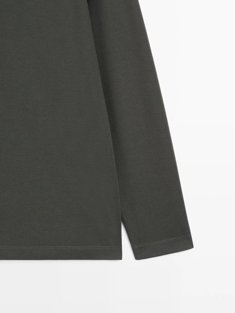 Поло с длинным рукавом на молнии