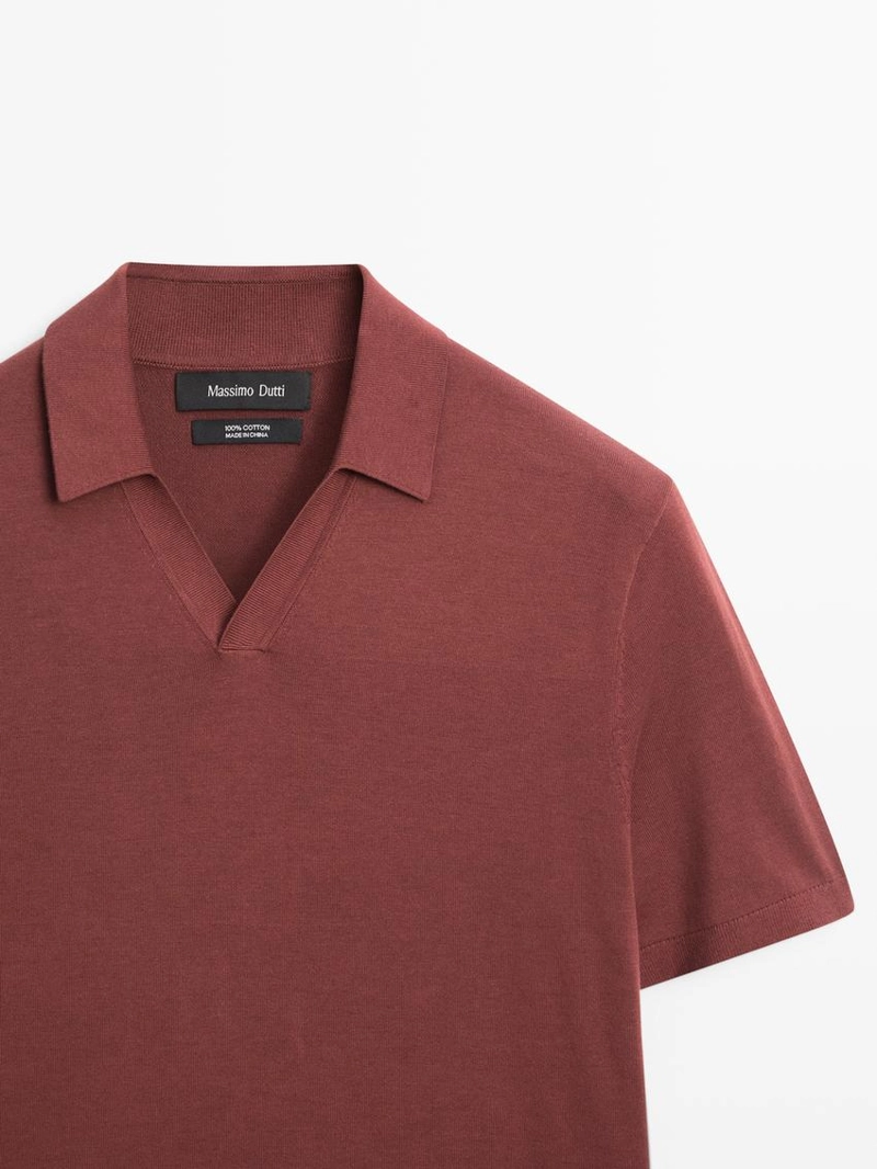 Поло из хлопкового трикотажа с коротким рукавом