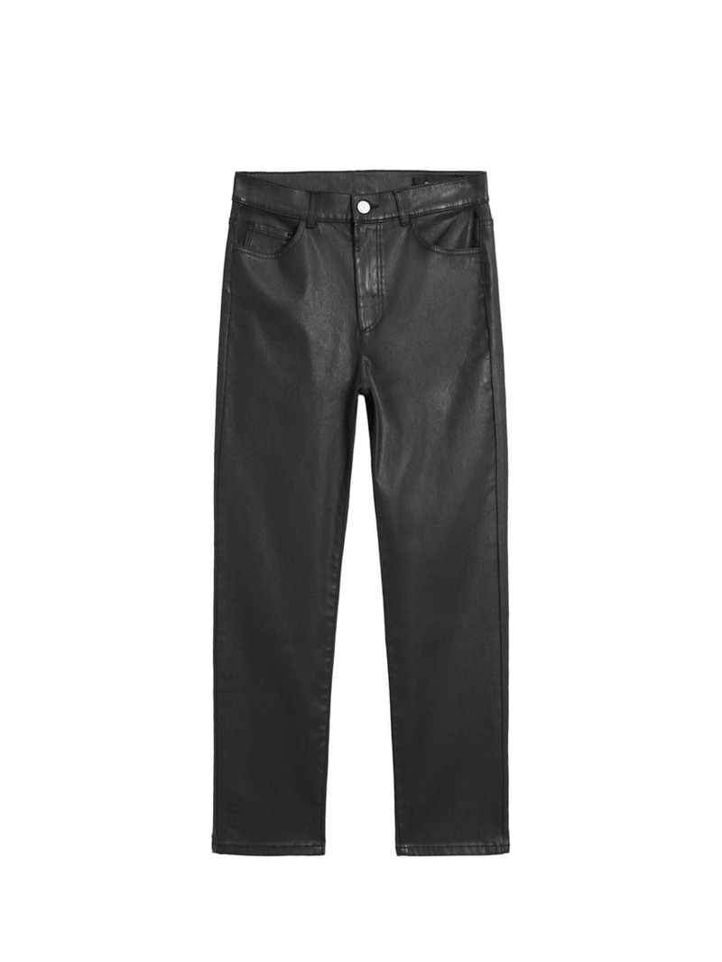 Брюки с высокой посадкой и прямыми штанинами с восковым покрытием