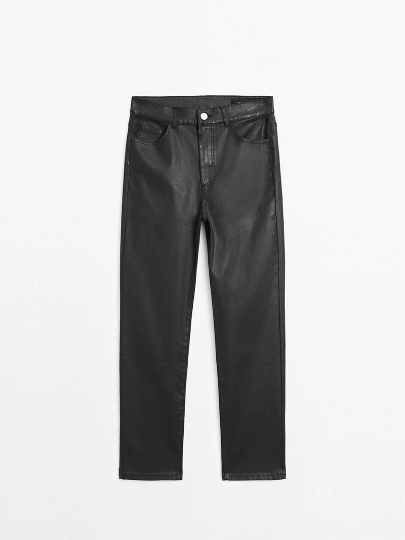 Брюки с высокой посадкой и прямыми штанинами с восковым покрытием