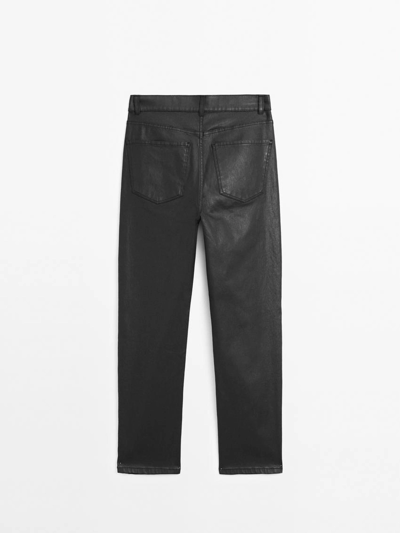 Брюки с высокой посадкой и прямыми штанинами с восковым покрытием