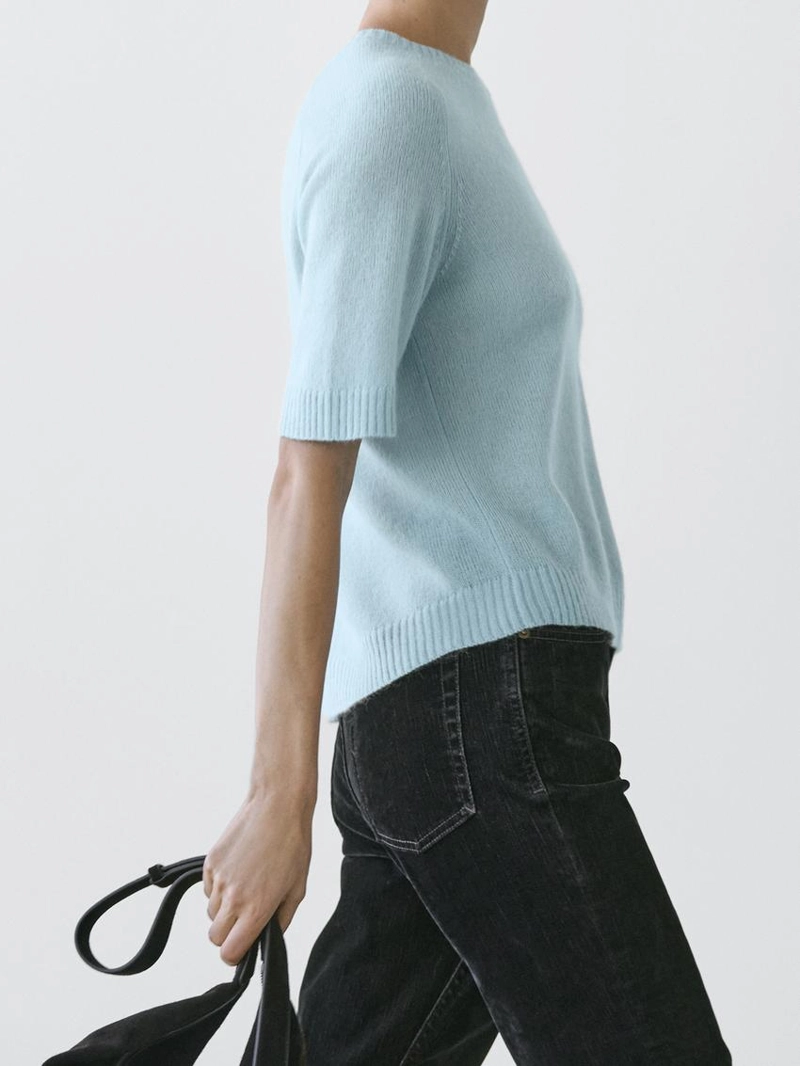 Пуловер с короткими рукавами из альпакиевой смеси