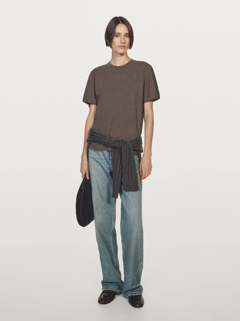 Футболка с коротким рукавом из меланжевой ткани