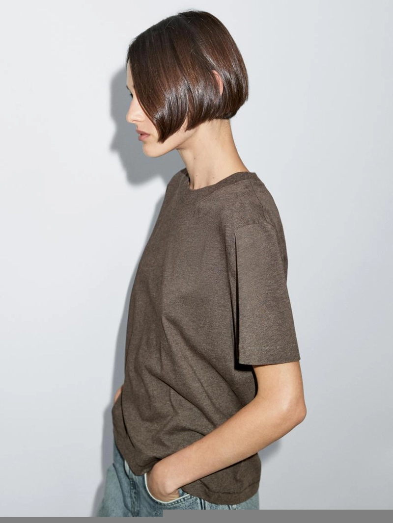 Футболка с коротким рукавом из меланжевой ткани