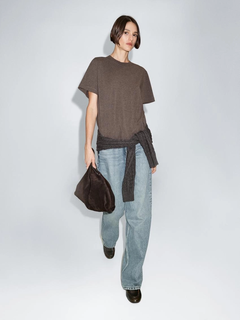 Футболка с коротким рукавом из меланжевой ткани