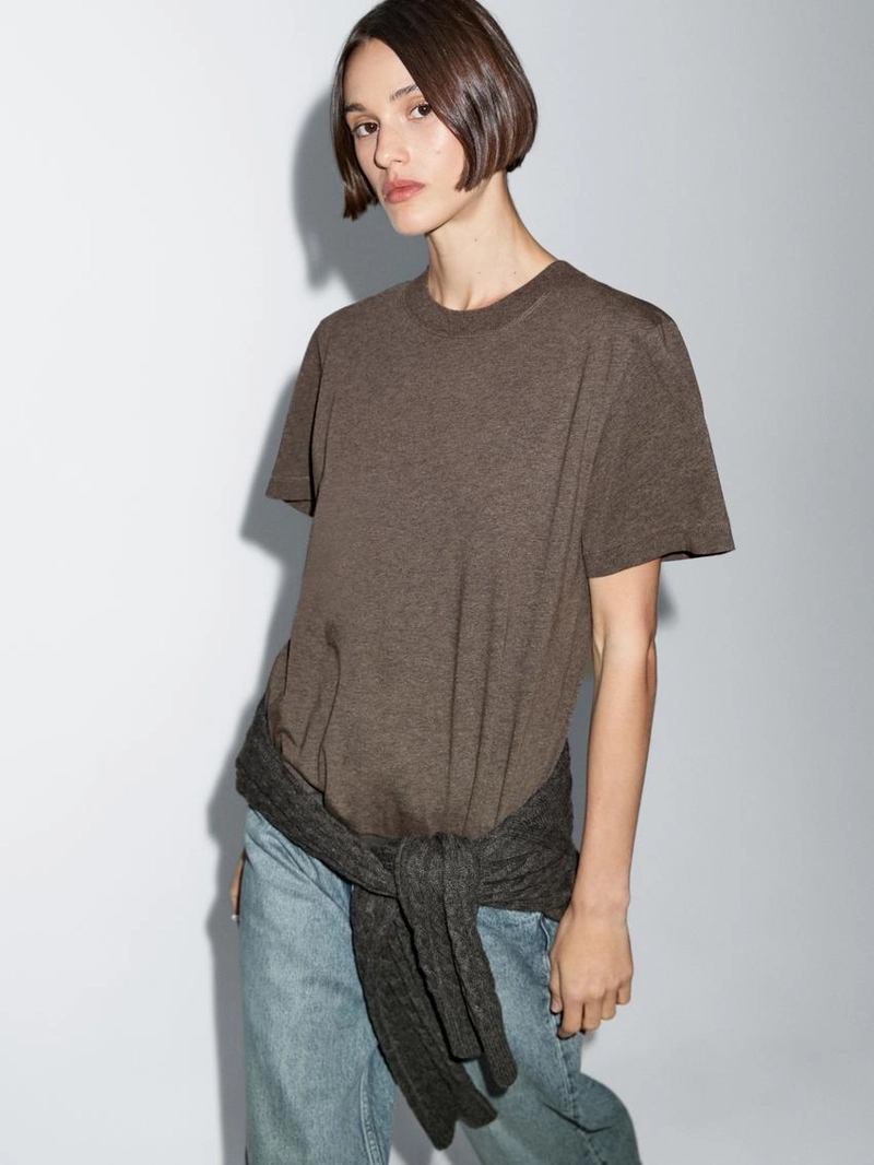 Футболка с коротким рукавом из меланжевой ткани