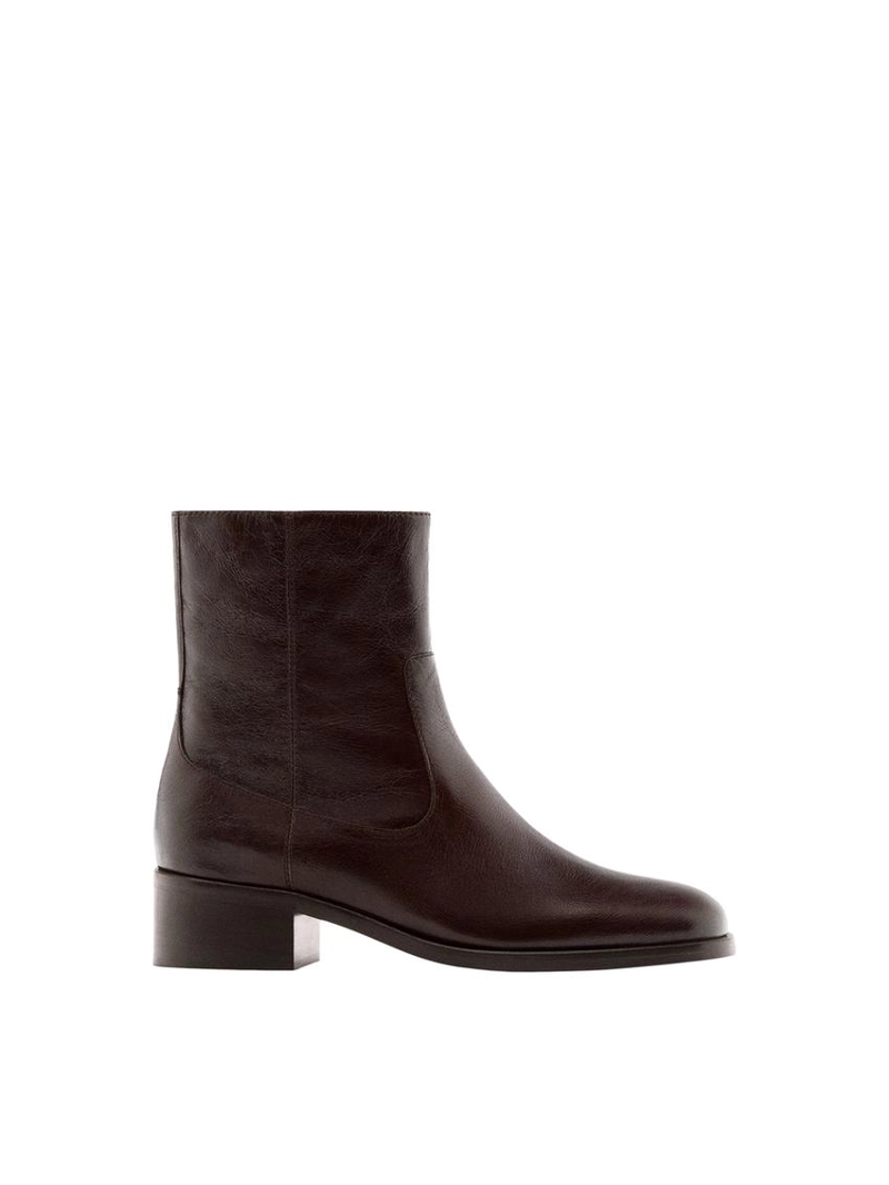 Полусапоги на плоской подошве из треснувшей кожи