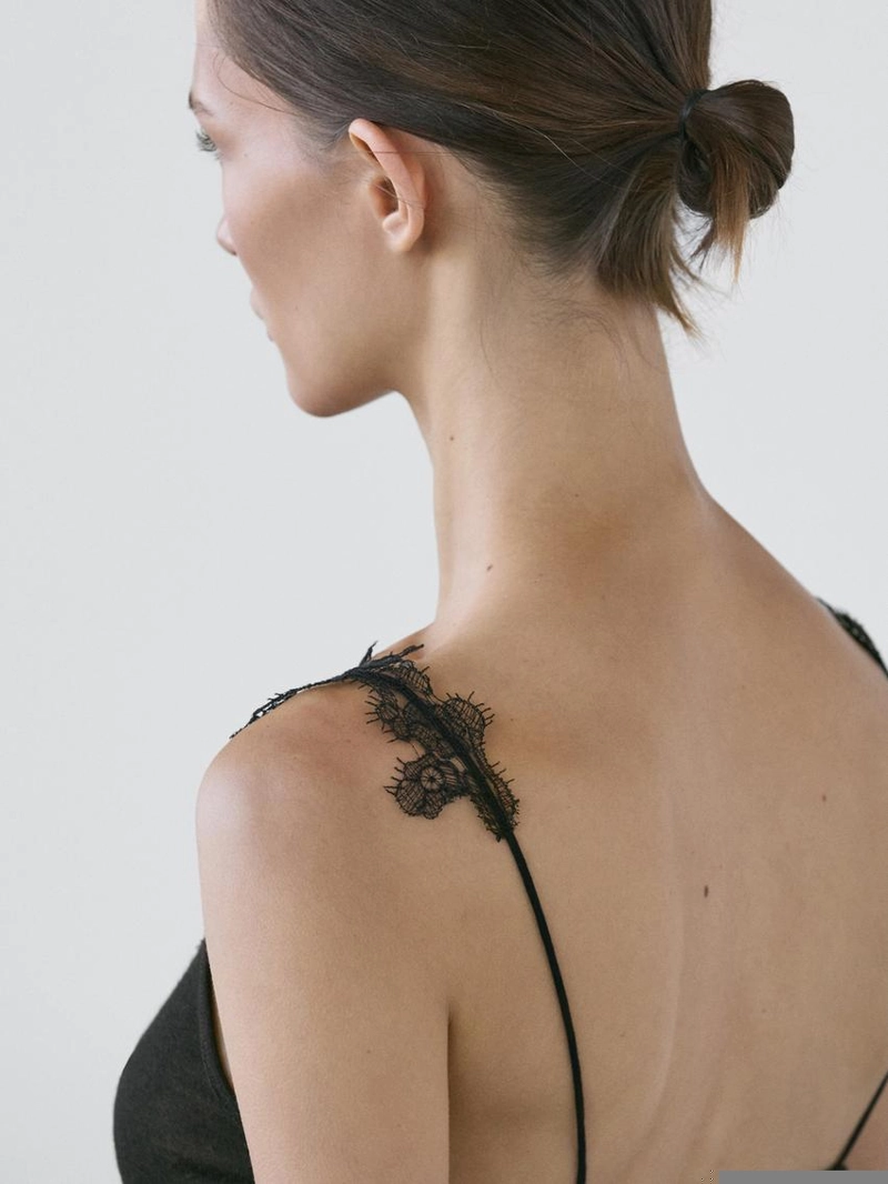 Топ с кружевными деталями и бретелью massimo dutti