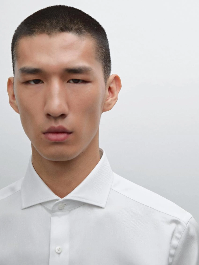 Рубашка из хлопка 100% силуэта slim fit