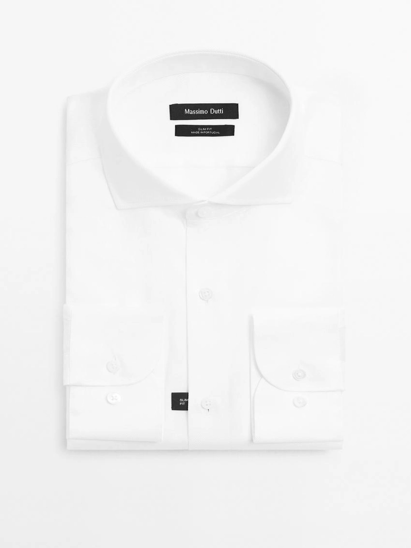 Рубашка из хлопка 100% силуэта slim fit