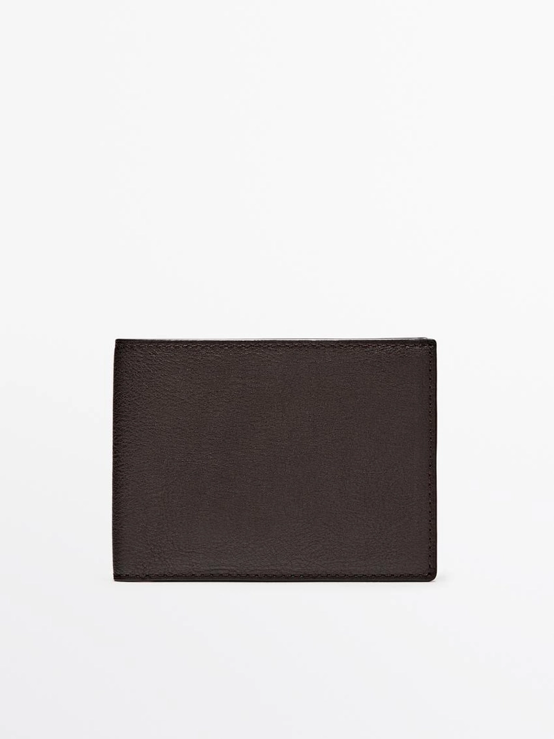 Кошелек из натуральной кожи нубук в стиле портмоне