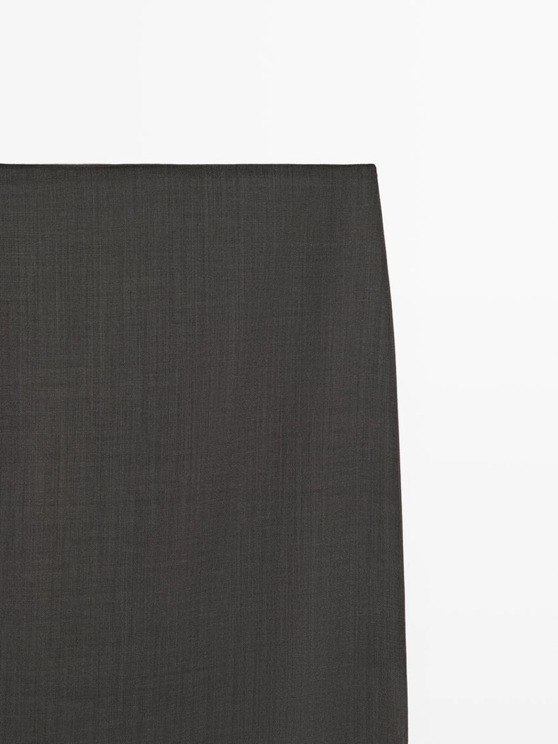 Прямая юбка миди с деталями из прозрачной ткани - studio