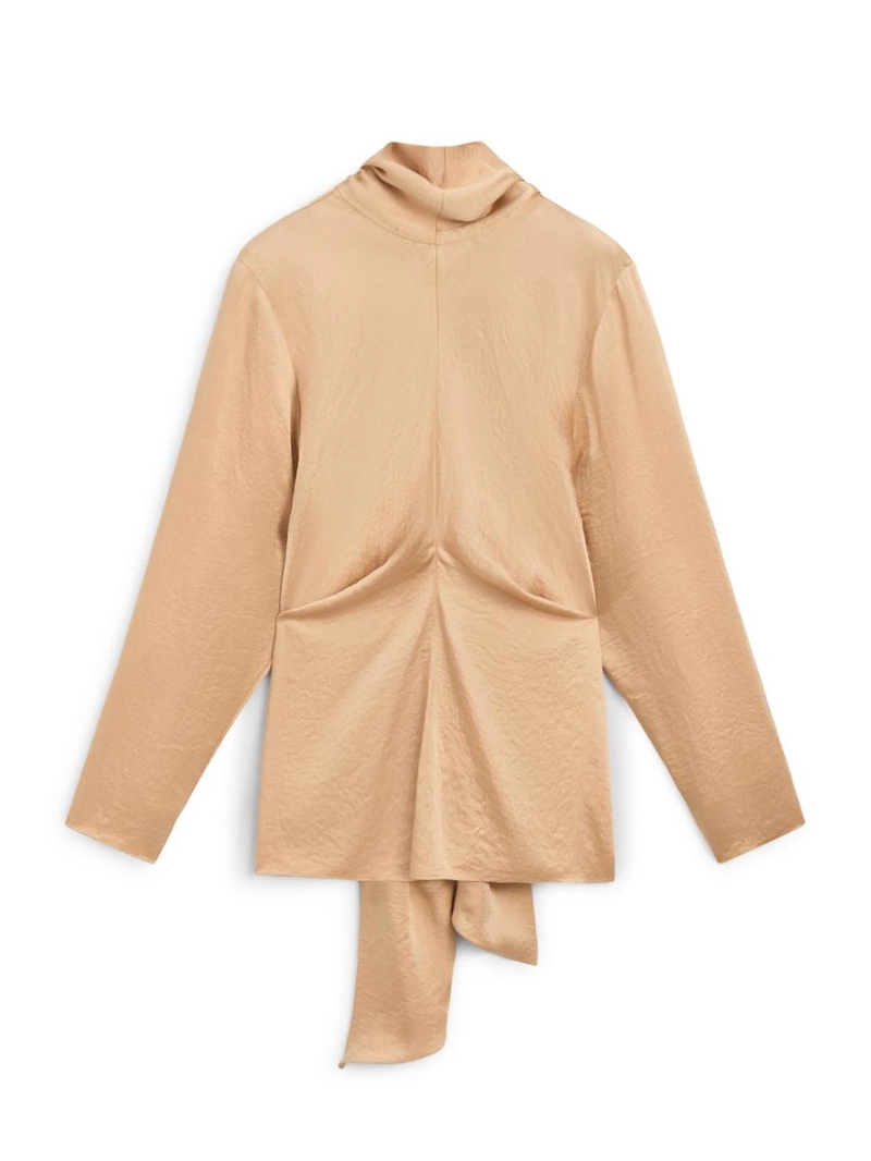 Блуза из шелковистого атласа с завязкой - studio