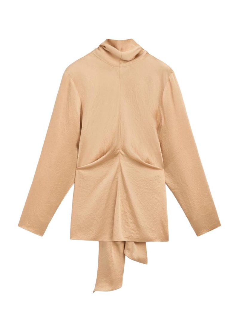 Блуза из шелковистого атласа с завязкой - studio