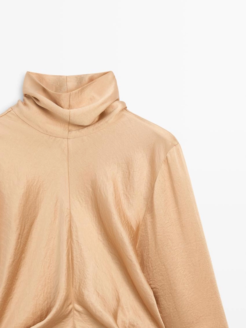 Блуза из шелковистого атласа с завязкой - studio