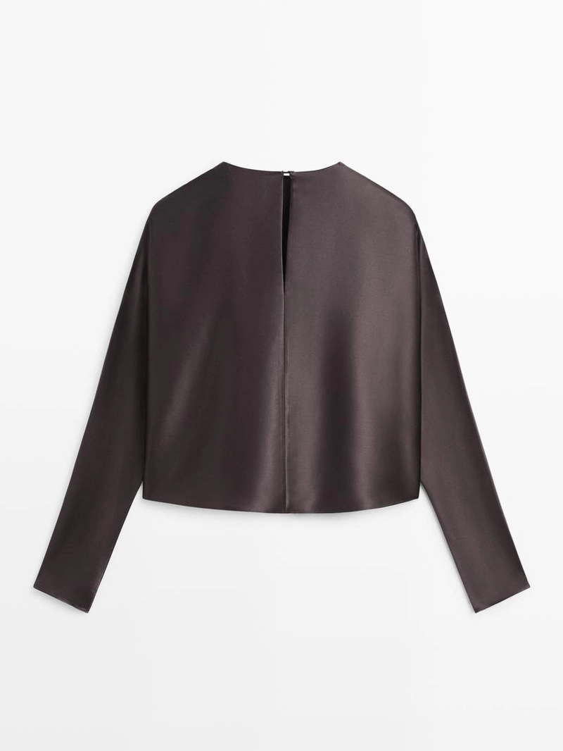 Блузка из 100% шелка с короткими рукавами летучая мышь - studio