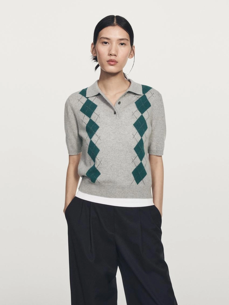 Поло с коротким рукавом из аргайльского вязаного полотна
