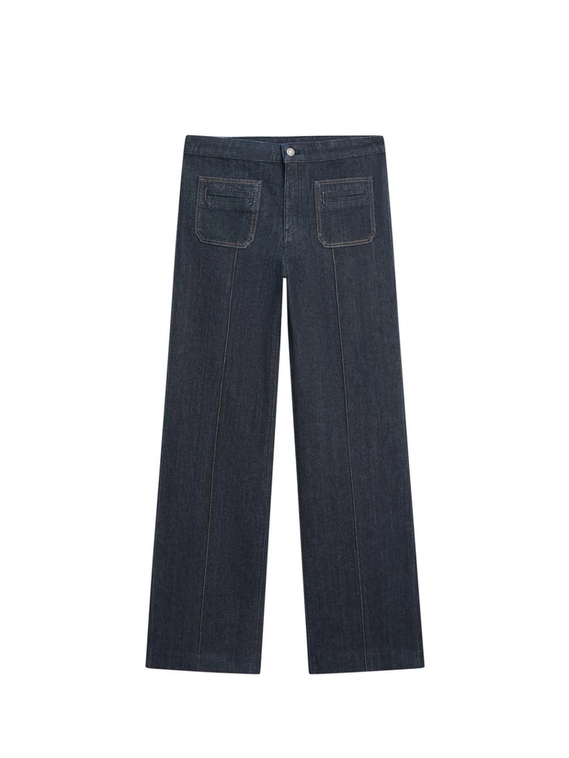 Джинсы с высокой посадкой и расклешенными брючинами с карманами