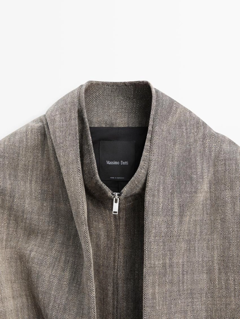 Куртка-бомбер с шарфом в меланжевом стиле