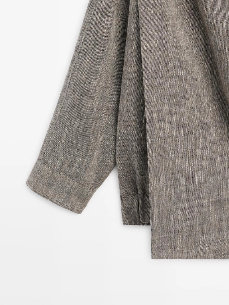 Куртка-бомбер с шарфом в меланжевом стиле