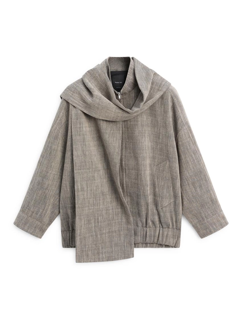 Куртка-бомбер с шарфом в меланжевом стиле