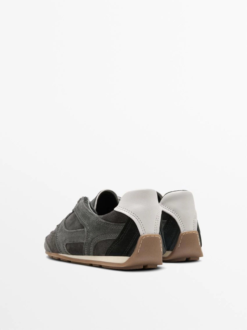 Кроссовки из кожи с контрастными вставками