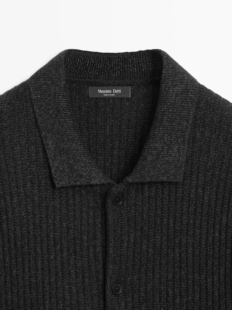 Кардиган из вязаного хлопково-шерстяного смеси с пуговицами