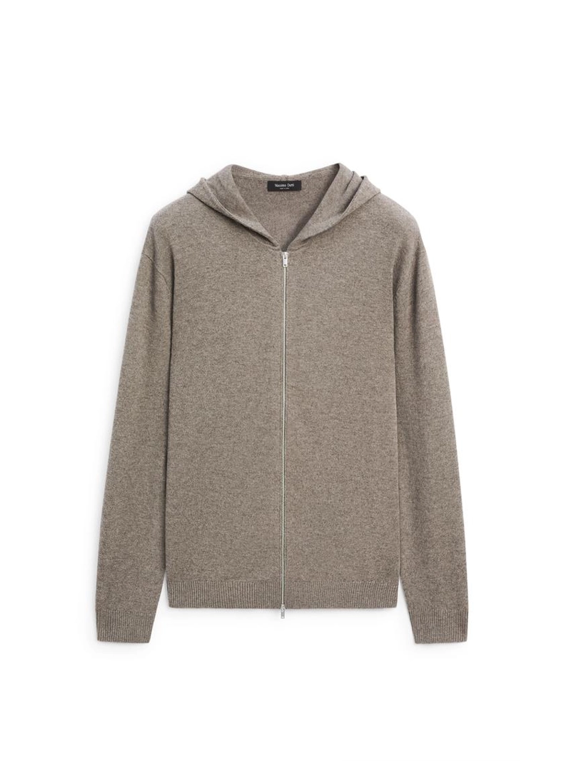 Кардиган из вязаного материала с капюшоном из шерсти