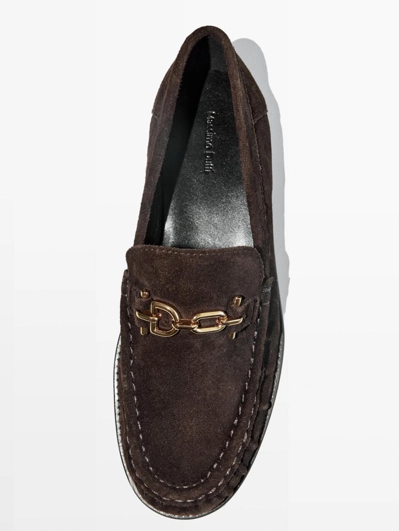 Лоферы из замши с металлическим аппликей