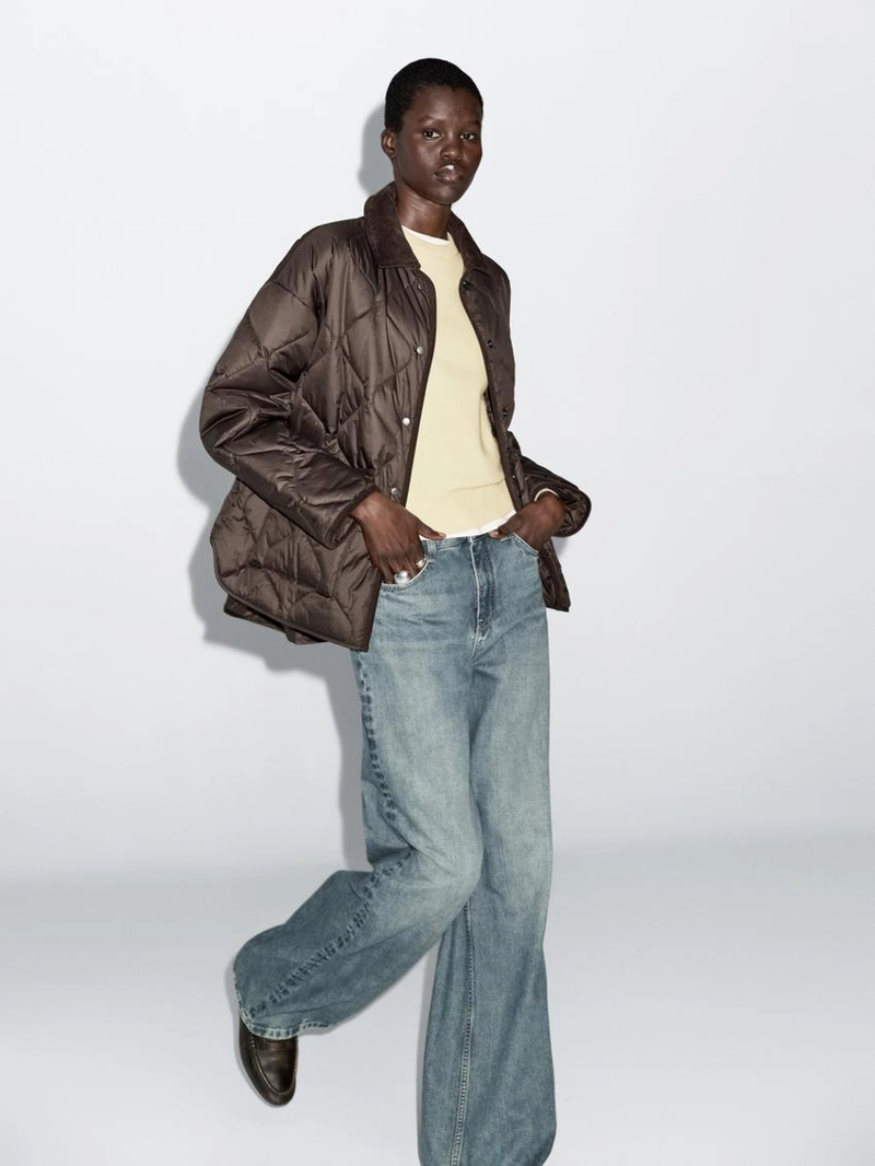 Пуховик с водоотталкивающей пропиткой с деталями из вельвета