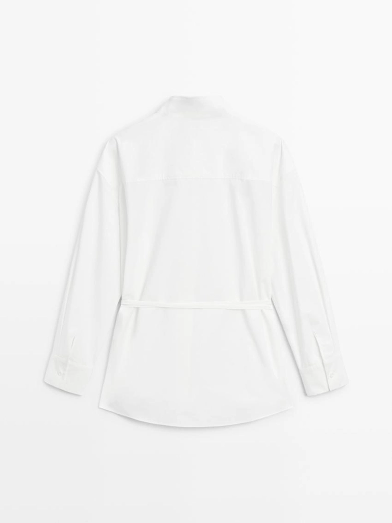 Рубашка с высоким воротником и деталями ленты